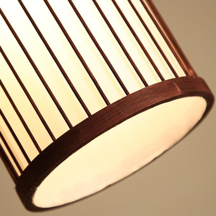 Japanese Zen Bamboo Weaving Lantern 1-light Pendant Light BulbSquare