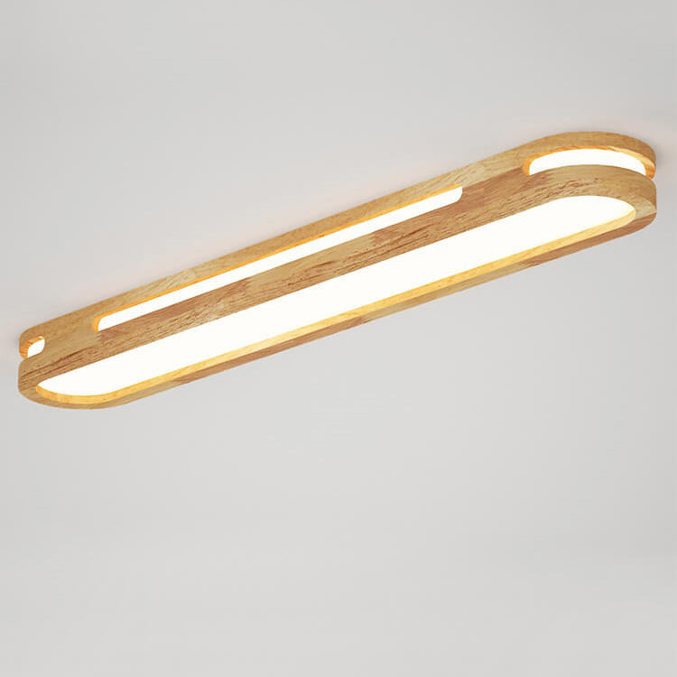 Nordic Minimalist Solid Wood Acrylic Ring LED Flush Mount Ceiling Light BulbSquare