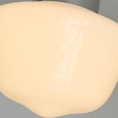 Contemporary Simplicity Iron Glass Egg Tart Shape 1-Light Semi-Flush Mount Ceiling Light For Living Room