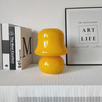 French Cream Handmade Glass Mushroom 1-Light Table Lamp Lumendat
