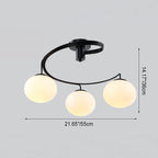 Modern Minimalist Curved Line Oval Iron Glass 3/5 Light Semi-Flush Mount Ceiling Light For Living Room