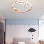Lumendat Contemporary Creative Acrylic Astronaut Moon LED Kids Flush Mount Ceiling Invisible Bladeless Fan Light For Bedroom Lumendat