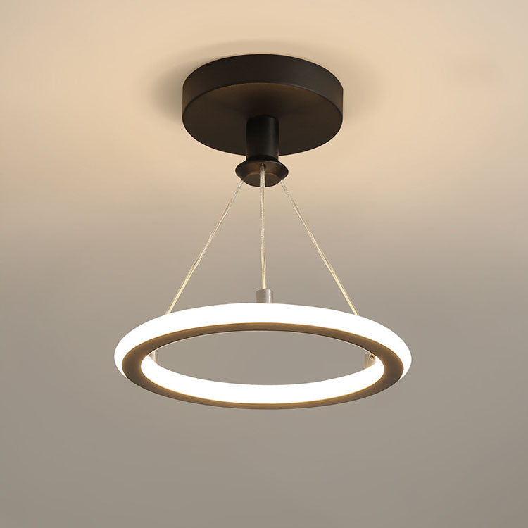 Modern Simplicity Aluminum Circle Strip LED Semi-Flush Mount Ceiling Light For Hallway Lumendat