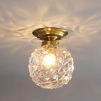Modern Light Luxury Star Textured Glass Orb 1-light Semi-flush Mount Ceiling Light