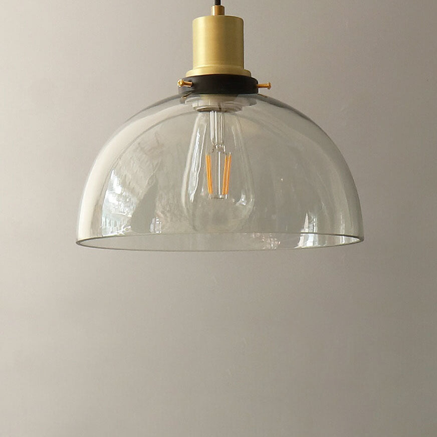 Vintage Minimalist Semi-circular Cone Cup Iron Glass 1-light Pendant Light BulbSquare