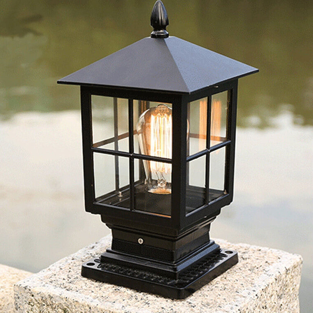 European Outdoor Column Lantern Waterproof Rustproof 1-Light Patio Light Lumendat