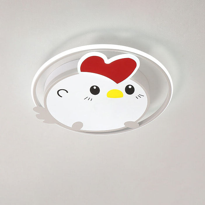 Lumendat Childlike Cartoon Chick Acrylic Round LED Kids Flush Mount Ceiling Light Lumendat