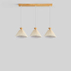 Nordic Wooden Pleated Cone 1/3 Light Island Light Chandelier BulbSquare