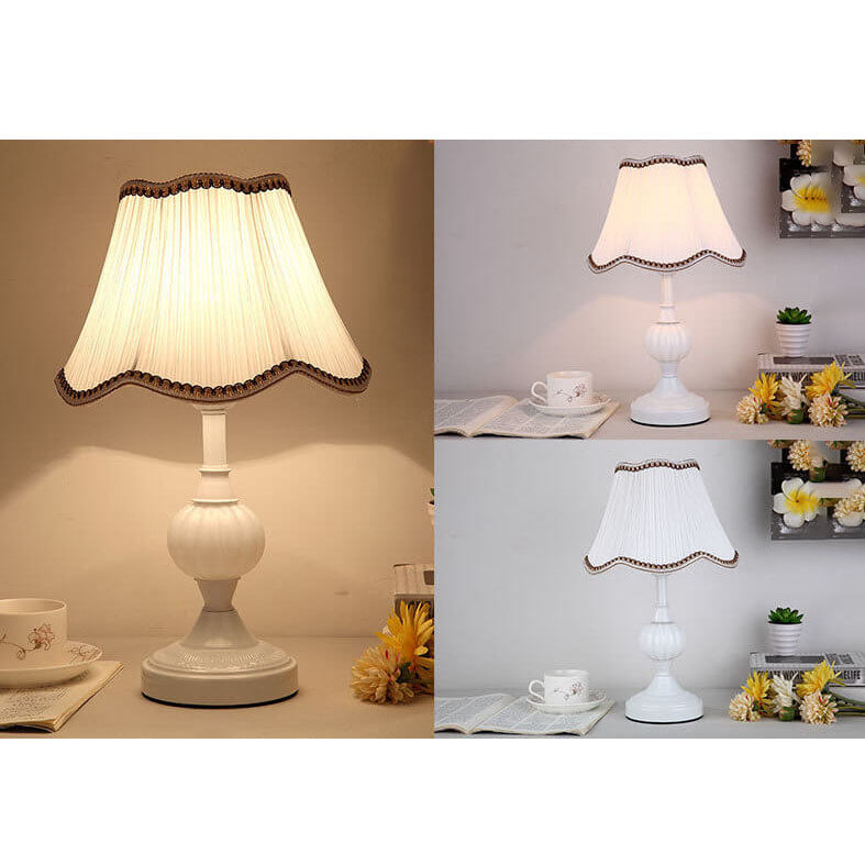Nordic Vintage Floral Glass Fabric 1-Light Table Lamp Lumendat