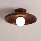 Modern Simplicity Rubberwood Glass Round 1-Light Semi-Flush Mount Ceiling Light For Hallway Lumendat