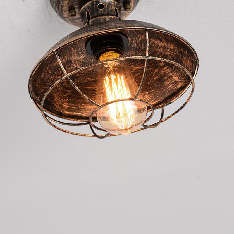 Contemporary Industrial Semicircle Iron 1-light Semi-flush Mount Ceiling Light for Living Room