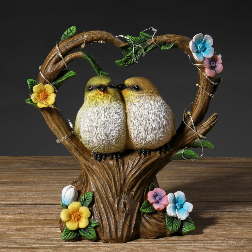 Creative Garden Solar Night Light Heart-shaped Resin Bird Outdoor LED Ornament Light Lumendat