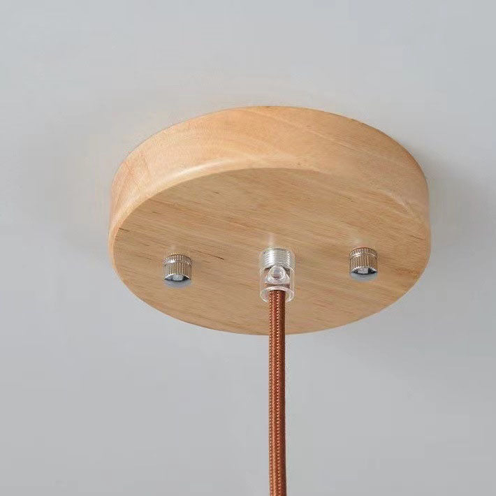 Traditional Japanese Log Solid Wood Strip Glass Jar 1/2/3 Light Island Pendant Light For Living Room Lumendat