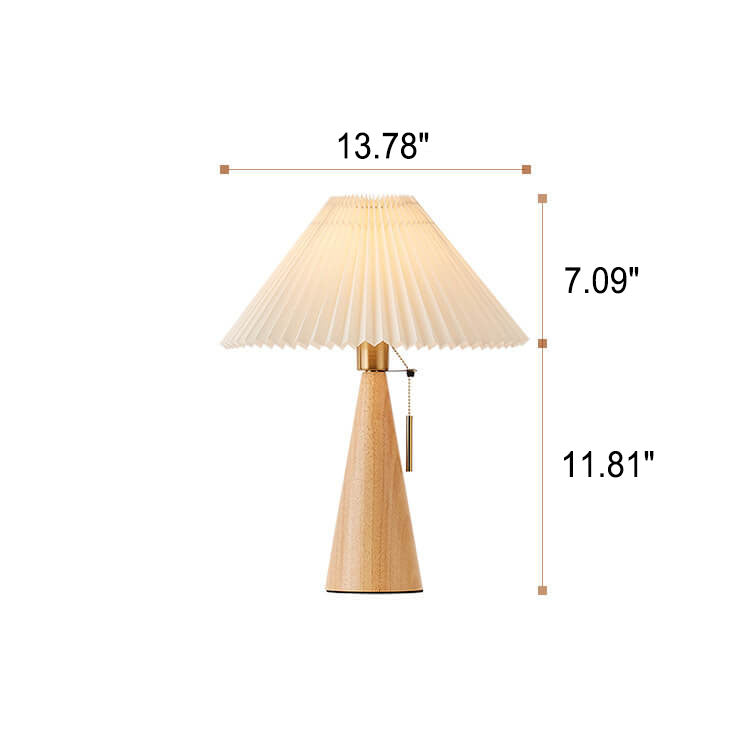 Japanese Minimalist Vintage Pleated Wooden Fabric LED Table Lamp Lumendat