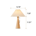 Japanese Minimalist Vintage Pleated Wooden Fabric LED Table Lamp Lumendat