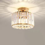 European Luxury Crystal Round Square 1-light Semi-flush Mount Ceiling Light