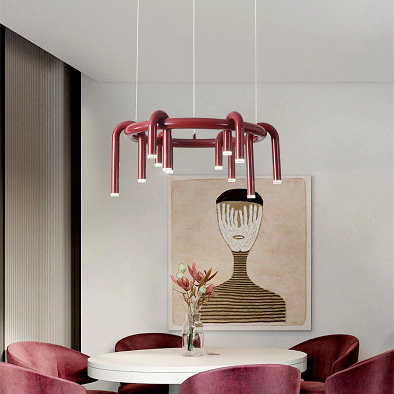 Modern Mid-century Iron Geometric Line Combination LED Chandelier for Living Room