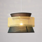 Modern Rattan Japanese Drum Shape 1-light Pendant Light BulbSquare