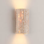 Traditional Japanese Striped Beige Travertine Semicircle LED Waterproof Wall Sconce Lamp For Living Room