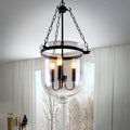 Traditional Rustic Round Glass Bucket Iron Candelabra 3-light Chandelier for Living Room Lumendat