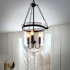 Traditional Rustic Round Glass Bucket Iron Candelabra 3-light Chandelier for Living Room Lumendat