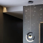 Contemporary Creative Iron Acrylic Moon LED Pendant Light for Bedroom