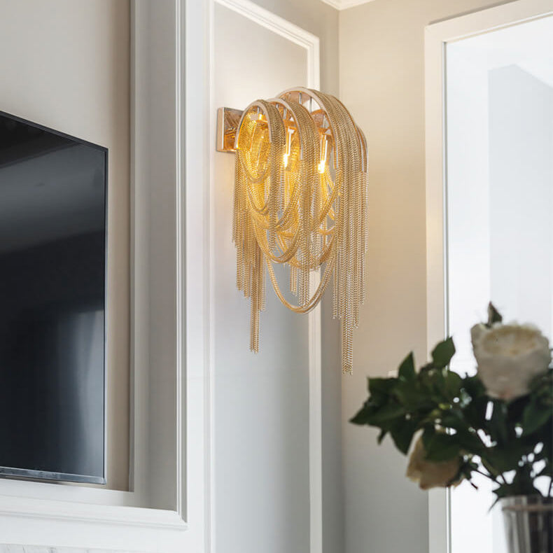 Lumendat Postmodern Luxury Aluminum Chain Tassel 2-Light Wall Sconce Lumendat