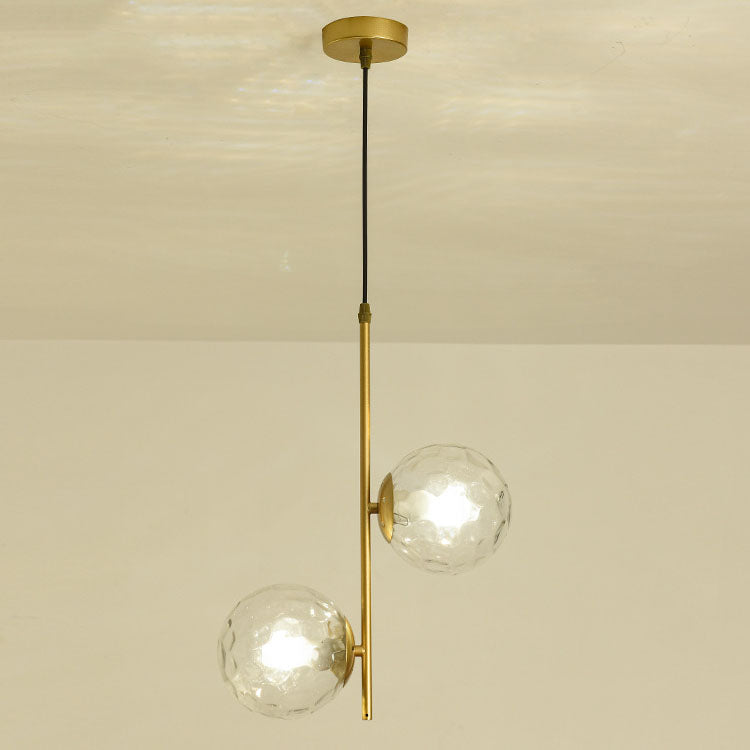 Modern Minimalist Iron Glass Round Ball Branch 2-Light Chandelier for Living Room Lumendat