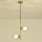 Modern Minimalist Iron Glass Round Ball Branch 2-Light Chandelier for Living Room Lumendat
