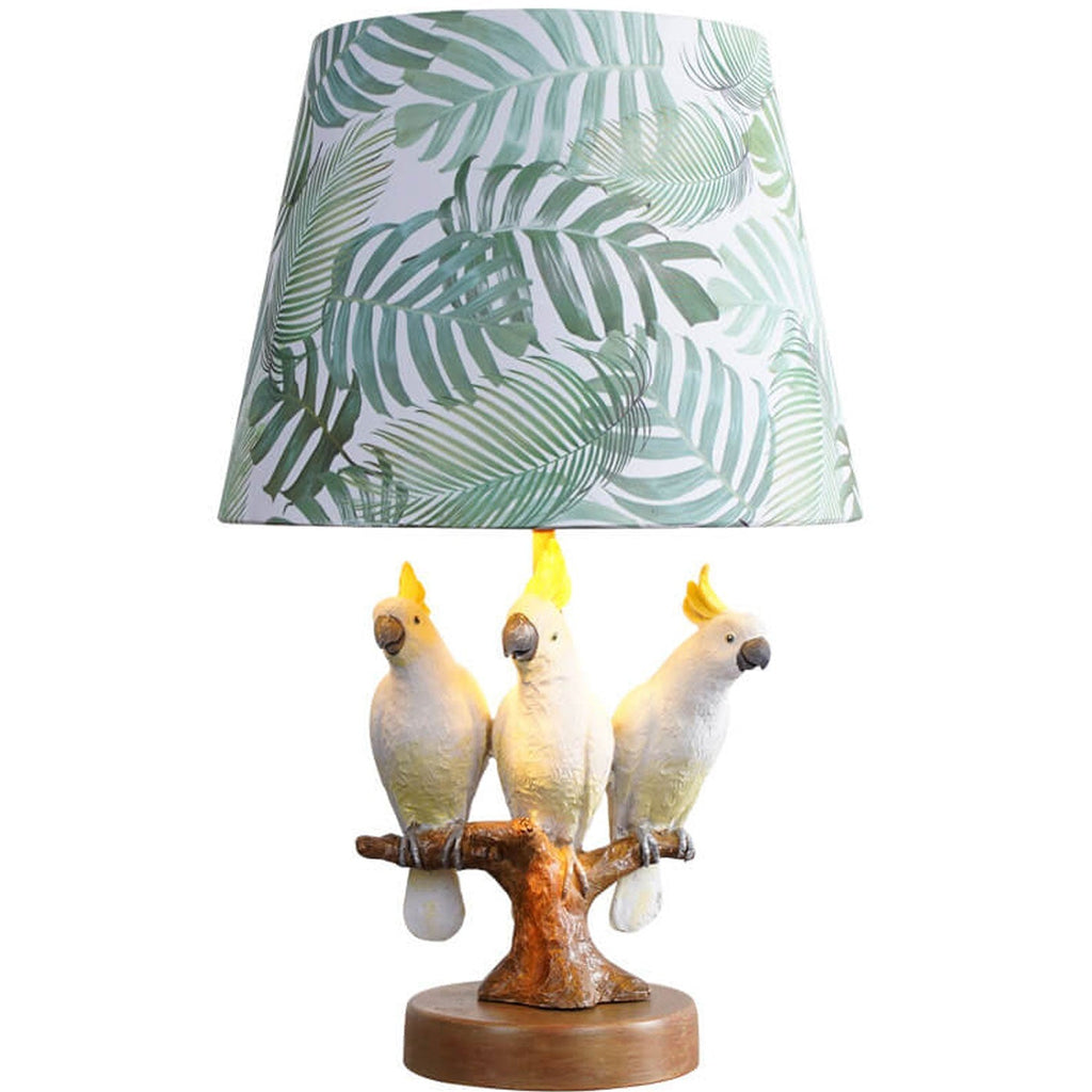 Nordic Leaf Fabric Resin Bird Design 1-Light Table Lamp Lumendat