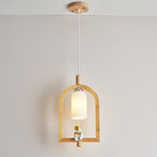 Lumendat Japanese Creative Wood Frame Resin Astronaut 1-Light Pendant Light Lumendat