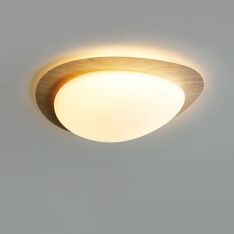Contemporary Scandinavian Pebble Shape Iron Acrylic LED Flush Mount Ceiling Light for Bedroom