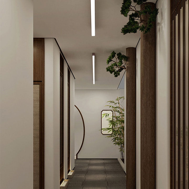Modern Minimalist Wood Grain Aluminum Strips LED Flush Mount Ceiling Light BulbSquare