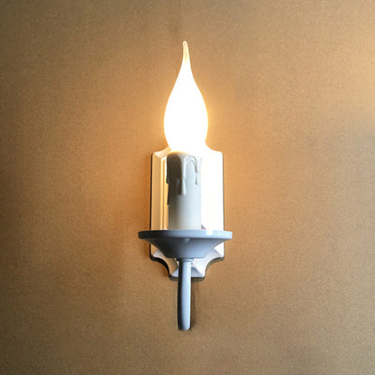 Traditional Rustic Iron Candlestick Holder 1-Light Wall Sconce Lamp For Hallway