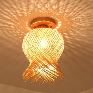 Modern Minimalist Creative Bamboo Weaving Flush Mount Ceiling Lamp Lumendat