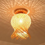 Modern Minimalist Creative Bamboo Weaving Flush Mount Ceiling Lamp Lumendat
