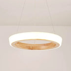 Japanese Minimalist Log Circle Island Light LED Chandelier – Dimmable Lumendat