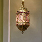 Southeast Asian Style Hollow Iron Pink 1-Light Wall Sconce Lamp Lumendat