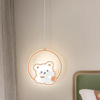 Lumendat Modern Simplicity Kids Aluminum Iron Acrylic Circle Bear Cow LED Pendant Light For Bedside Lumendat