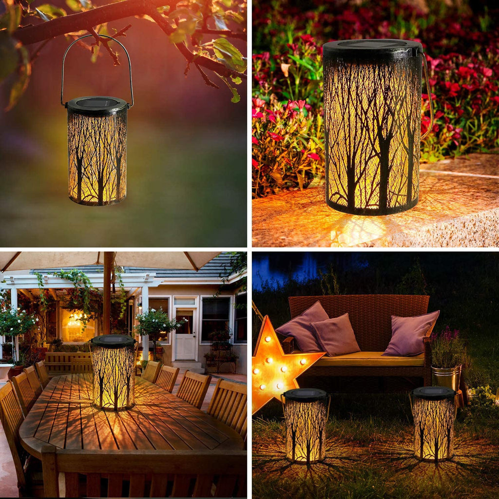 Modern Art Deco Solar Cylinder Skeleton Lantern Iron LED Outdoor Landscape Light For Garden Lumendat