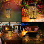 Modern Art Deco Solar Cylinder Skeleton Lantern Iron LED Outdoor Landscape Light For Garden Lumendat