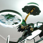 Lumendat Modern Children's Helicopter Hardware Acrylic LED Semi-Flush Mount Ceiling Fan Light Lumendat