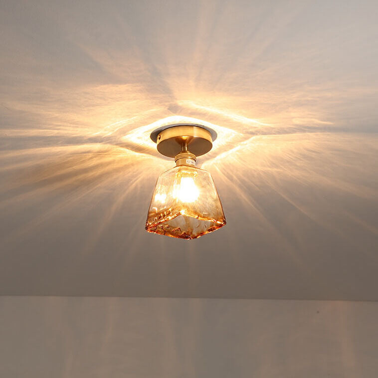 Modern Glass Japanese Amber Multi-Style 1-Light Flush Mount Light Lumendat