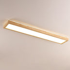 Japanese Minimalist Log Rectangular Walnut LED Flush Mount Ceiling Light BulbSquare