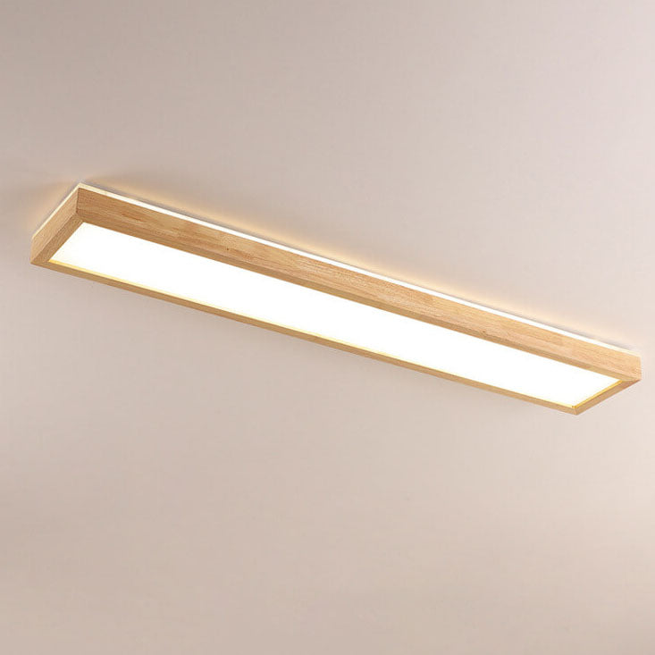 Japanese Minimalist Log Rectangular Walnut LED Flush Mount Ceiling Light BulbSquare
