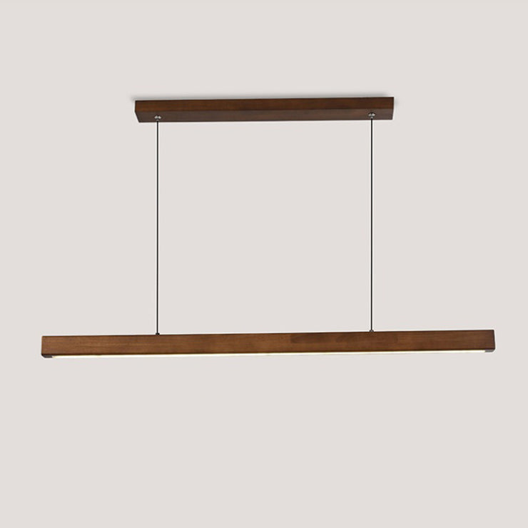 Contemporary Nordic Rubber Wood Acrylic Strip LED Island Light Chandelier for Dining Room