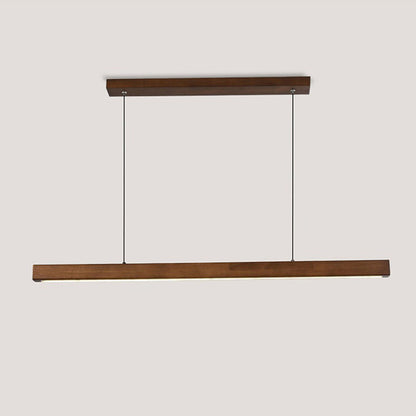Contemporary Nordic Rubber Wood Acrylic Strip LED Island Light Chandelier for Dining Room