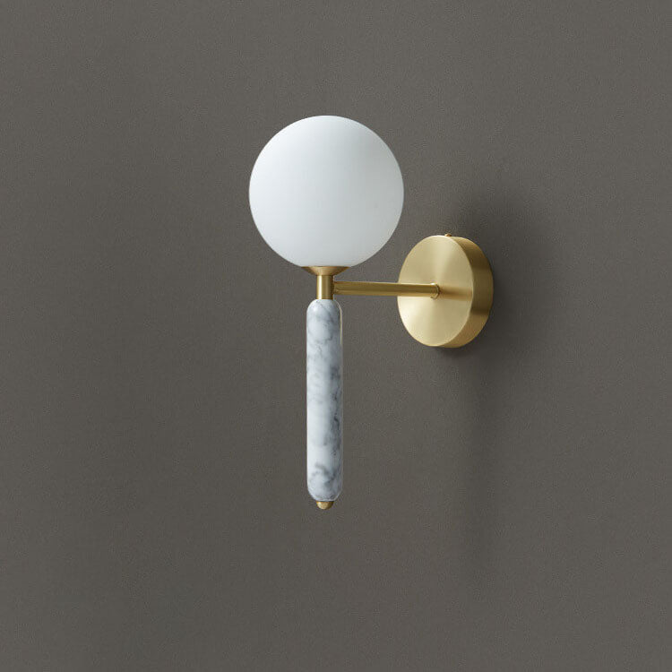 Nordic Ball Shade Marble Straight Arm 1-Light Wall Sconce Lamp Lumendat