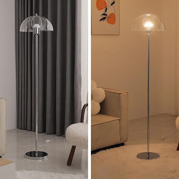 Nordic Vintage Acrylic Clear Dome 1-Light Standing Floor Lamp Lumendat