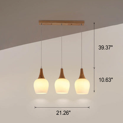 Nordic Solid Wood Glass White Bottle Island Light 1/3 Light Chandelier